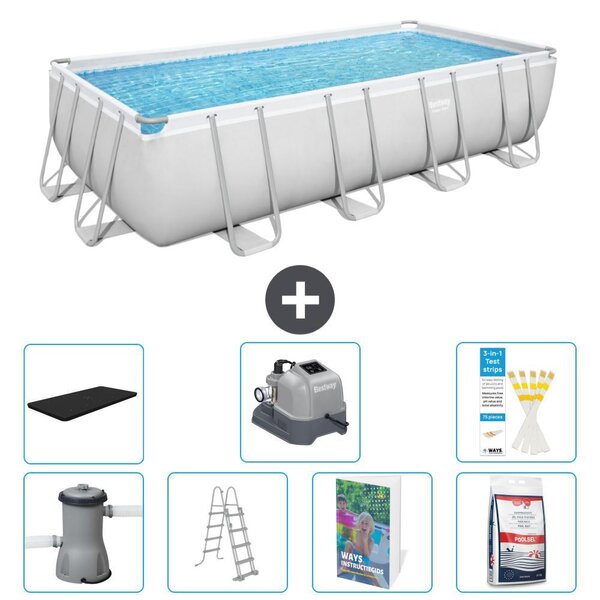 Bestway Power Steel, piscina rettangolare - 488x244x122 cm - composta da 6 parti, modello S649