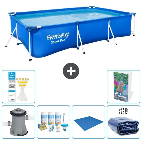 Bestway Steel Pro, piscina rettangolare - 300x201x66 cm - composta da 5 parti, modello S289