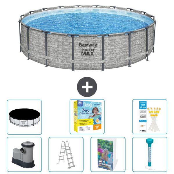 Piscina gonfiabile Bestway Steel Pro MAX, rotonda, 549x122 cm, composta da 6 parti, modello S532