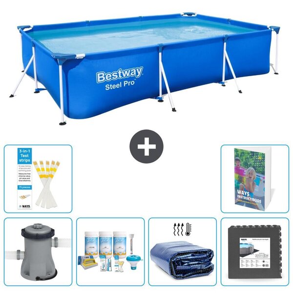 Bestway Steel Pro, piscina rettangolare - 300x201x66 cm - composta da 5 parti, modello S233