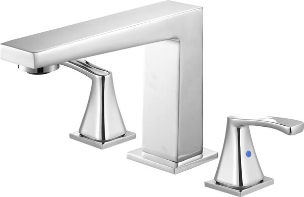 Miscelatore per vasca da bagno - Set di rubinetti a 3 fori per vasca da bagno - 2 maniglie - acciaio inox - da incasso - argento