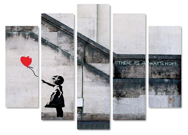 Banksy - Bimba palloncino rosso - 140L x 100l cm - Legno Mdf
