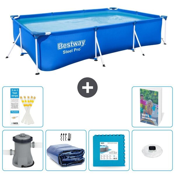Bestway Steel Pro, piscina rettangolare - 300x201x66 cm - composta da 5 parti, modello S326