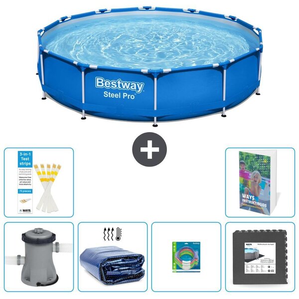 Piscina gonfiabile Bestway Steel Pro, rotonda, dimensioni 366x76 cm, composta da 5 parti, modello S177