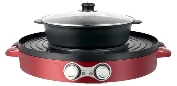 Pentola elettrica, funzione grill, design portatile, rosso