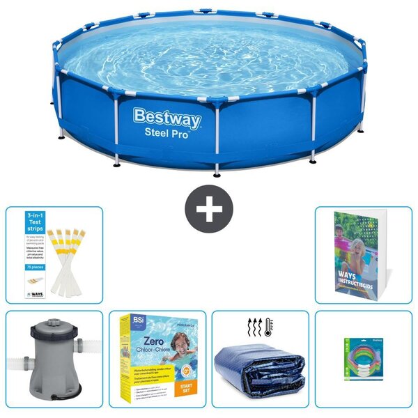 Piscina gonfiabile Bestway Steel Pro, rotonda, dimensioni 366x76 cm, composta da 5 parti, modello S181