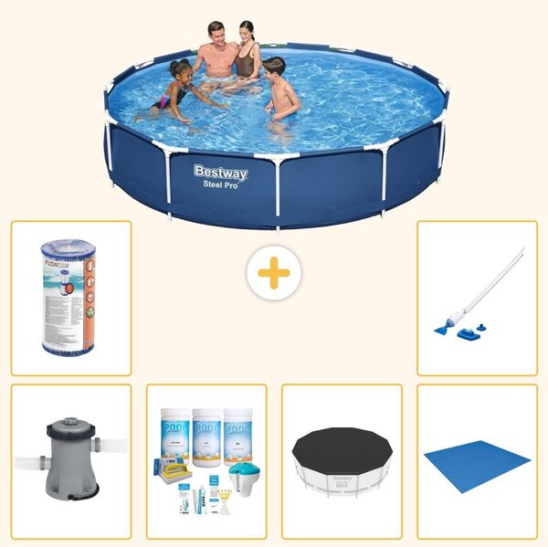 Bestway Steel Pro, piscina in acciaio, rotonda - 366x76 cm - 7 pezzi, modello S21596