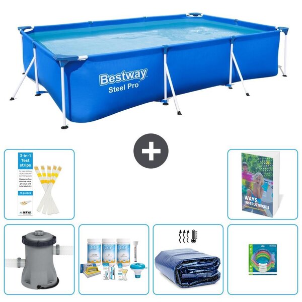 Bestway Steel Pro, piscina rettangolare - 300x201x66 cm - composta da 5 parti, modello S282
