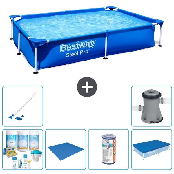 Bestway Steel Pro, piscina rettangolare - 221x150x43 cm - 7 pezzi - Modello S22213