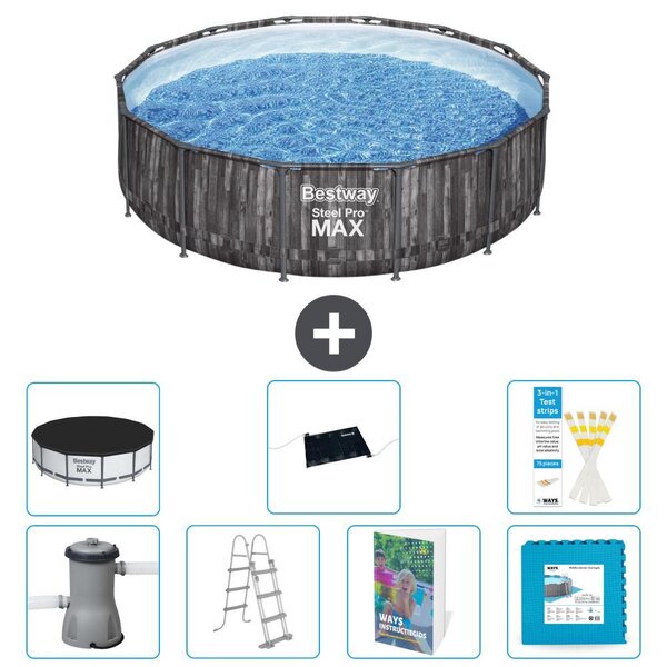 Bestway Steel Pro MAX, piscina in acciaio, forma rotonda, dimensioni 427x107 cm, composta da 6 parti, modello S621