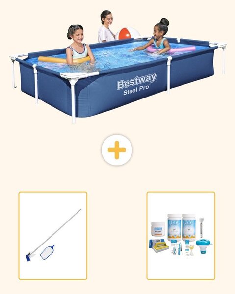 Bestway Steel Pro, piscina rettangolare - 221x150x43 cm - 3 pezzi, modello S22705