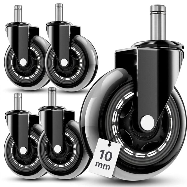 Solidchoice - Ruote in silicone per sedie da ufficio (set da 5) – Movimento silenzioso e fluido
