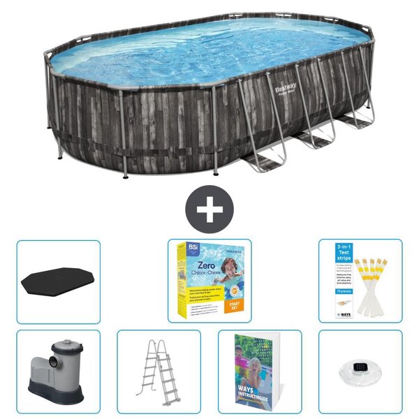 Bestway Power Steel, piscina ovale - 610x366x122 cm - composta da 6 parti, modello S526