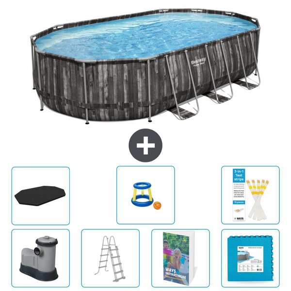 Bestway Power Steel, piscina ovale - 610x366x122 cm - composta da 6 parti, modello S570