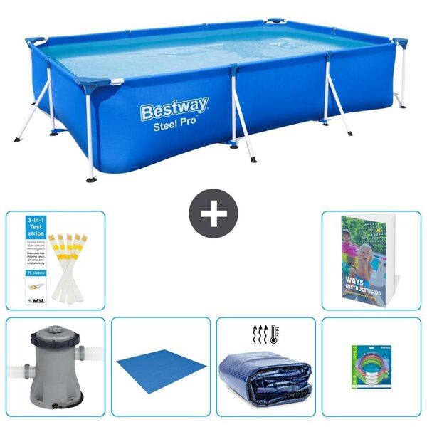 Bestway Steel Pro, piscina rettangolare - 300x201x66 cm - composta da 5 parti, modello S220