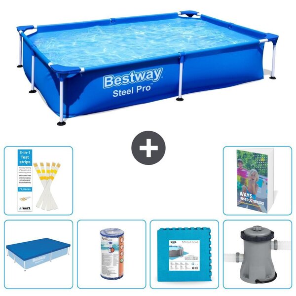 Bestway Steel Pro, piscina rettangolare - 221x150x43 cm - composta da 5 parti, modello S146
