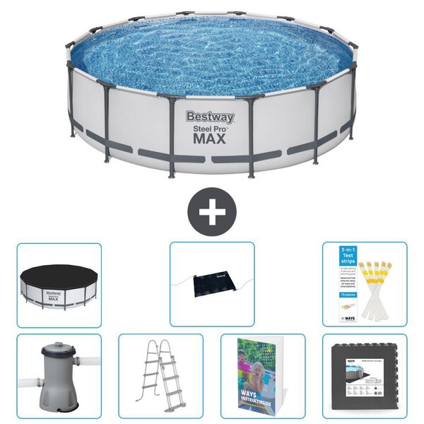 Bestway Steel Pro MAX, piscina in acciaio, forma rotonda, dimensioni 427x122 cm, composta da 6 parti, modello S543