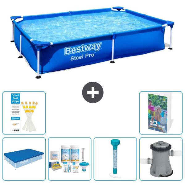 Bestway Steel Pro, piscina rettangolare - 221x150x43 cm - 5 pezzi, modello S52