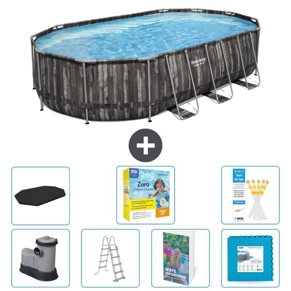 Bestway Power Steel, piscina ovale - 610x366x122 cm - composta da 6 parti, modello S566