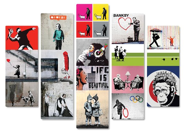 Banksy - Banksy Collage - 140L x 100l cm - Legno Mdf