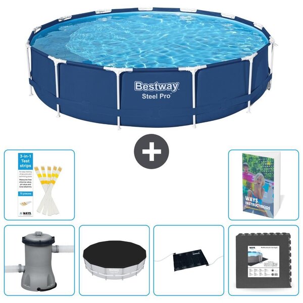 Piscina gonfiabile Bestway Steel Pro, rotonda, dimensioni 396x84 cm, composta da 5 parti, modello S195