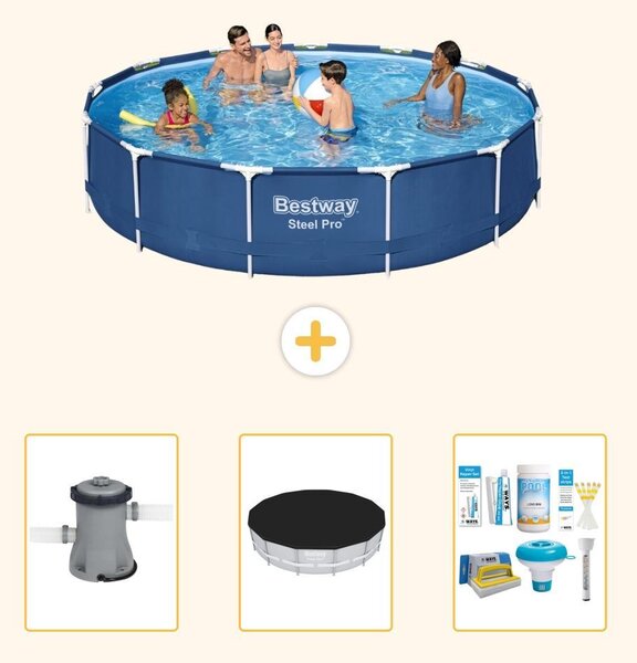 Bestway Steel Pro, piscina in acciaio, forma rotonda - 396x84 cm - composta da 4 parti, modello S22753