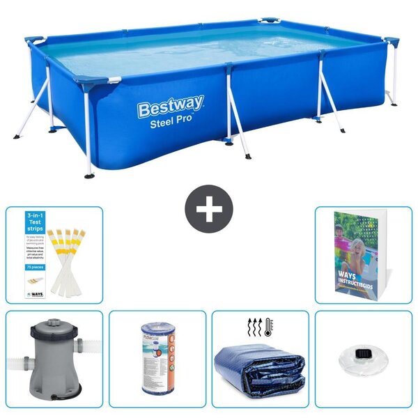 Bestway Steel Pro, piscina rettangolare - 300x201x66 cm - composta da 5 parti, modello S275
