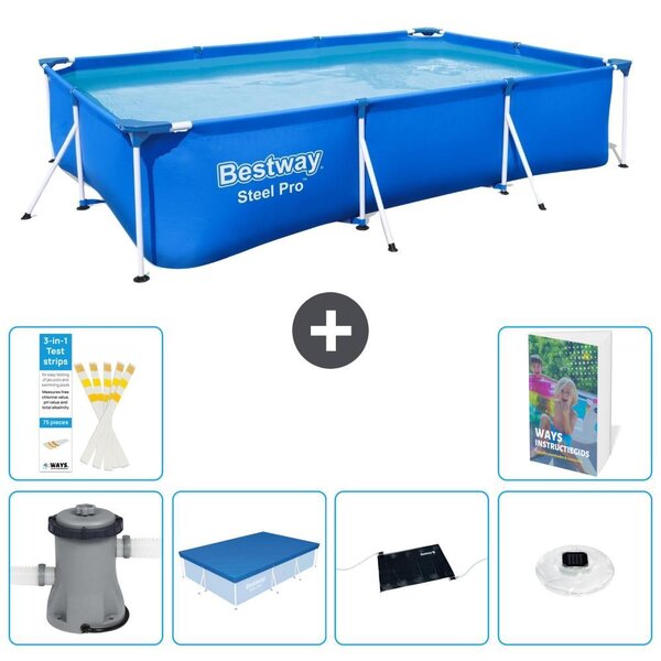 Bestway Steel Pro, piscina rettangolare - 300x201x66 cm - composta da 5 parti, modello S328