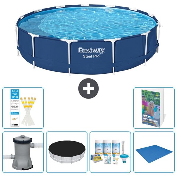 Piscina gonfiabile Bestway Steel Pro, rotonda, dimensioni 396x84 cm, composta da 5 parti, modello S251