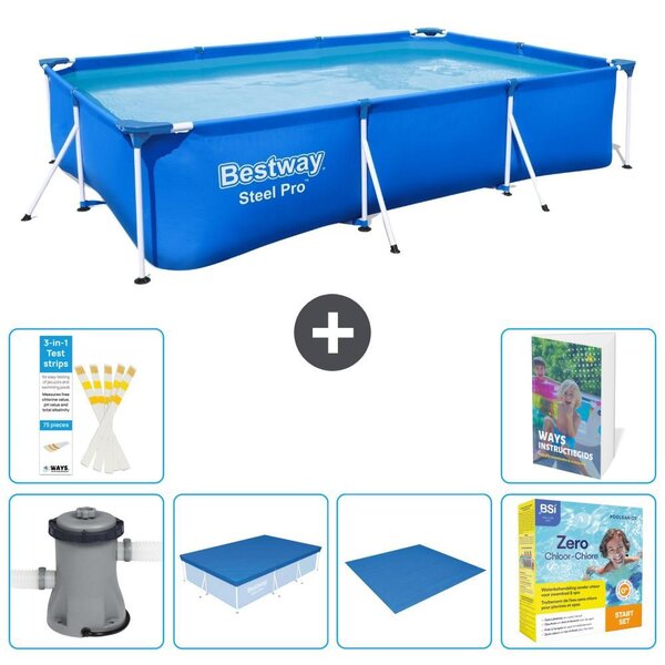 Bestway Steel Pro, piscina rettangolare - 300x201x66 cm - composta da 5 parti, modello S198
