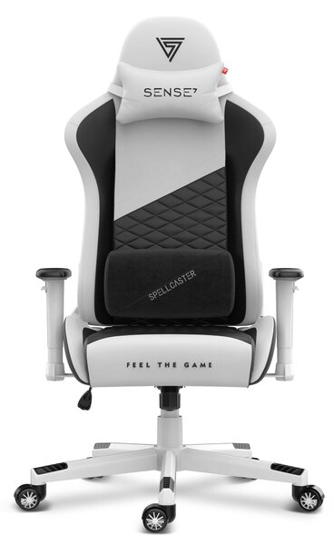 SENSE7 Spellcaster SENSHI XL Sedia da gaming bianca - Sedia da ufficio ergonomica per persone di statura elevata, 160 kg, poltrona direzionale con imbottitura in schiuma a freddo e seduta ampia