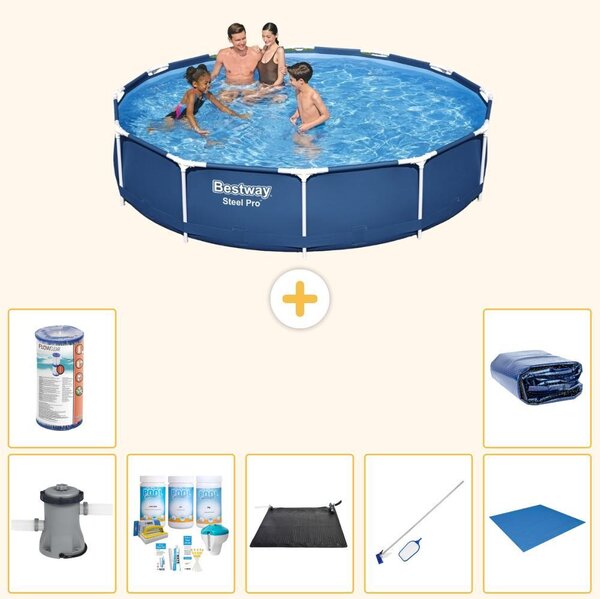Piscina gonfiabile Bestway Steel Pro, rotonda, dimensioni 366x76 cm, composta da 8 elementi, modello S21600