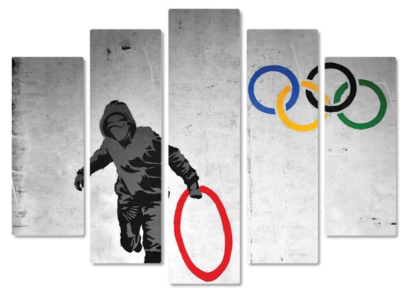 Banksy - Cerchio olimpico - 140L x 100l cm - Legno Mdf