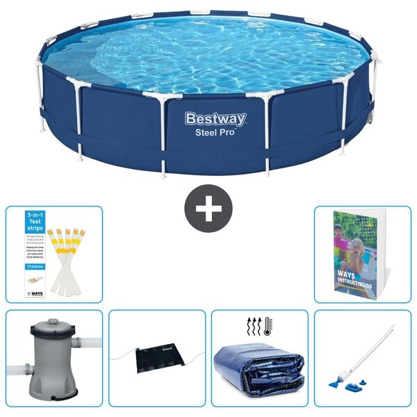 Piscina gonfiabile Bestway Steel Pro, rotonda, dimensioni 396x84 cm, composta da 5 parti, modello S252