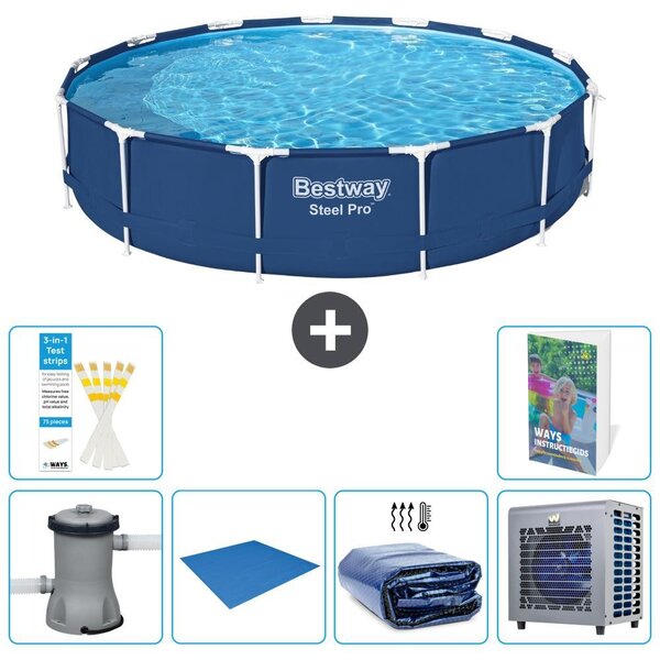 Piscina gonfiabile Bestway Steel Pro, rotonda, dimensioni 396x84 cm, composta da 5 parti, modello S278