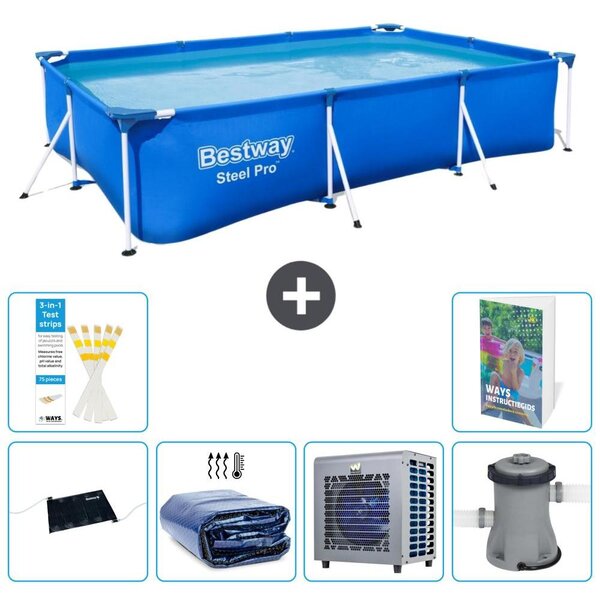 Bestway Steel Pro, piscina rettangolare - 300x201x66 cm - composta da 5 parti, modello S42