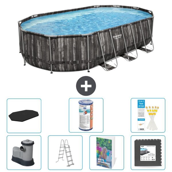 Bestway Power Steel, piscina ovale - 610x366x122 cm - composta da 6 parti, modello S563