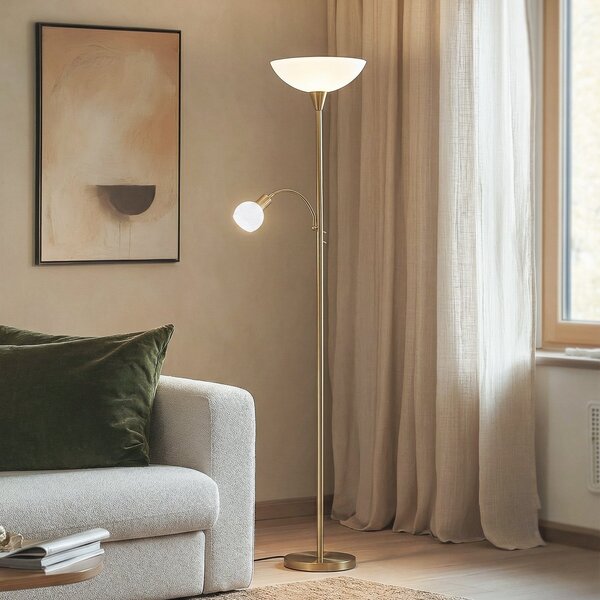 Lampada da terra Lindby, Elaina, Dorato / Ottone, Soggiorno, Metallo, Moderno