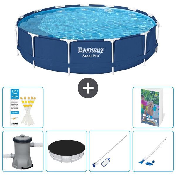 Piscina gonfiabile Bestway Steel Pro, rotonda, dimensioni 396x84 cm, composta da 5 parti, modello S257