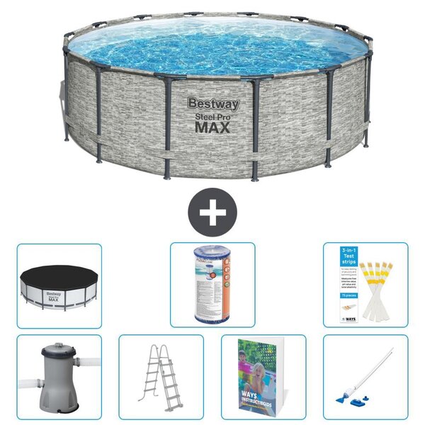 Bestway Steel Pro MAX, piscina in acciaio, forma rotonda, dimensioni 427x122 cm, composta da 6 parti, modello S549