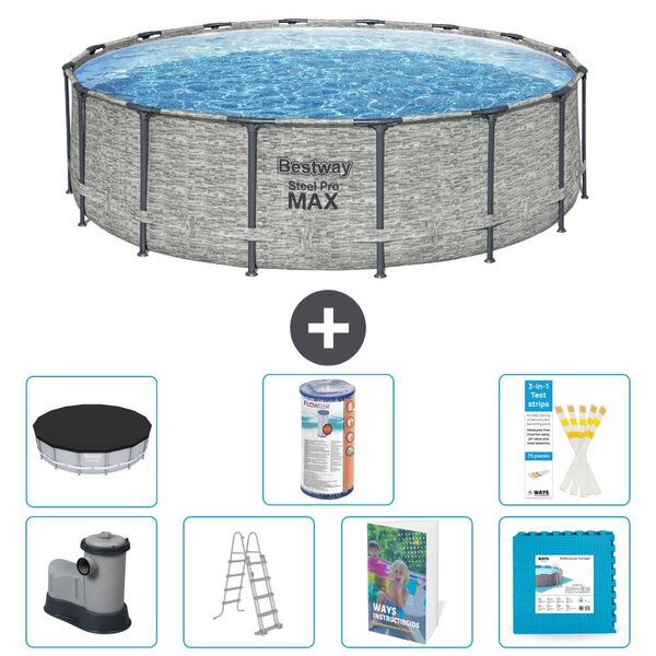 Piscina gonfiabile Bestway Steel Pro MAX, rotonda, 488x122 cm, composta da 6 parti, modello S602