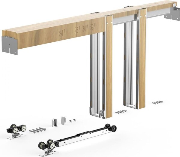 Set di telai per porte scorrevoli - Porta scorrevole in acciaio per larghezza 610-762 mm, altezza 2032 mm - Set completo di porte scorrevoli