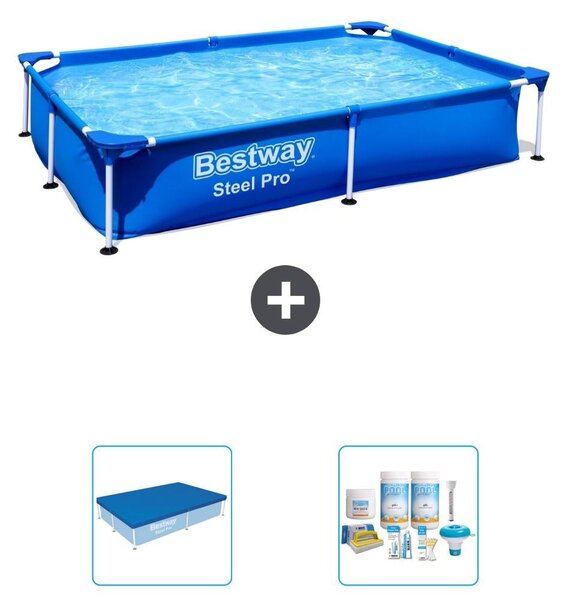 Bestway Steel Pro, piscina rettangolare - 221x150x43 cm - 3 pezzi, modello S22701