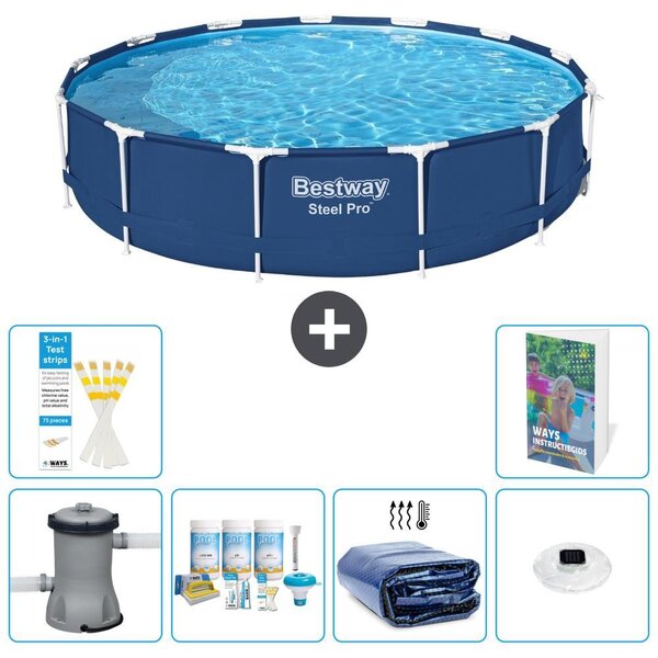 Bestway Steel Pro, piscina in acciaio, forma rotonda - 396x84 cm - composta da 5 parti, modello S228