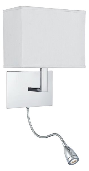 Applique Contemporanea Hotel Acciaio Cromo Tessuto Bianco 1 Luce E27