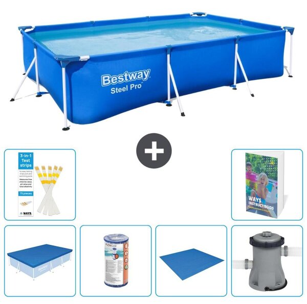 Bestway Steel Pro, piscina rettangolare - 300x201x66 cm - composta da 5 parti, modello S167