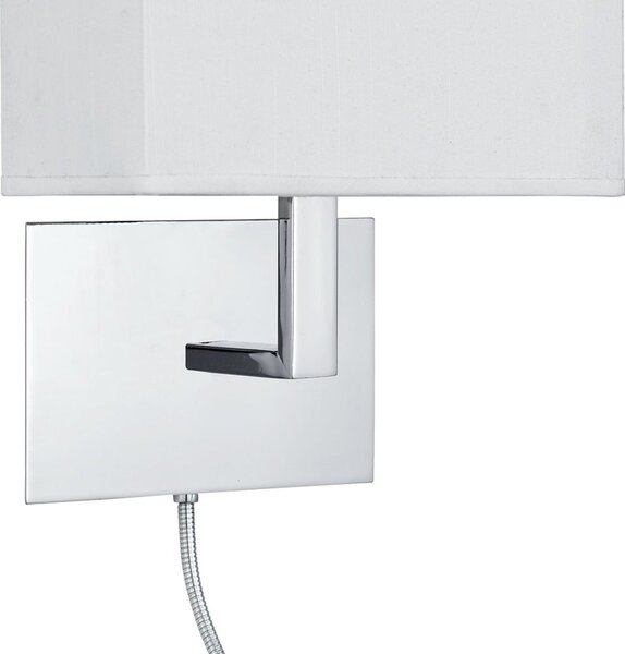 Applique Contemporanea Hotel Acciaio Cromo Tessuto Bianco 1 Luce E27