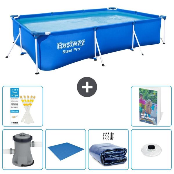 Bestway Steel Pro, piscina rettangolare - 300x201x66 cm - composta da 5 parti, modello S272