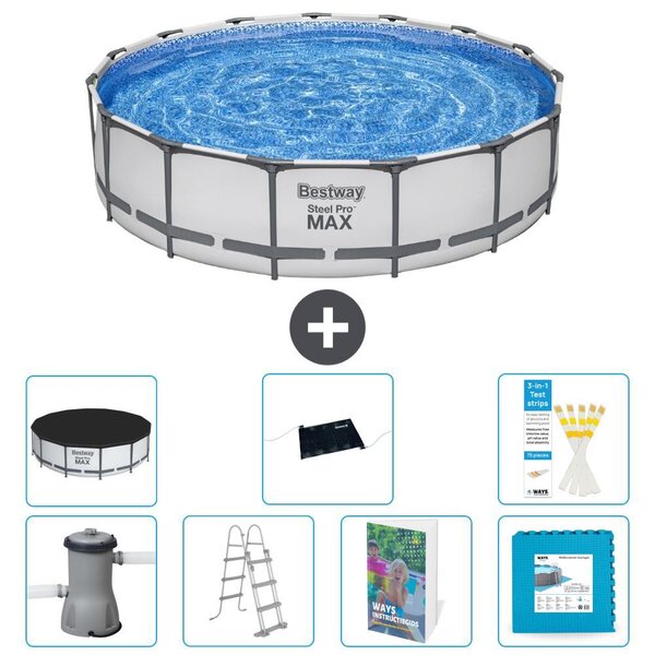Bestway Steel Pro MAX, piscina in acciaio, forma rotonda, dimensioni 457x122 cm, composta da 6 parti, modello S621