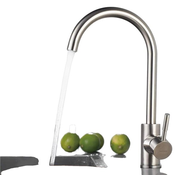Rubinetto per lavabo, acciaio inossidabile 304, rotazione a 360°, argento, acciaio inossidabile